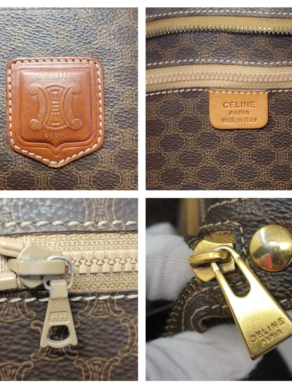 CELINE Vintage Macadam Leather Tote Bag - Picture 4 of 8